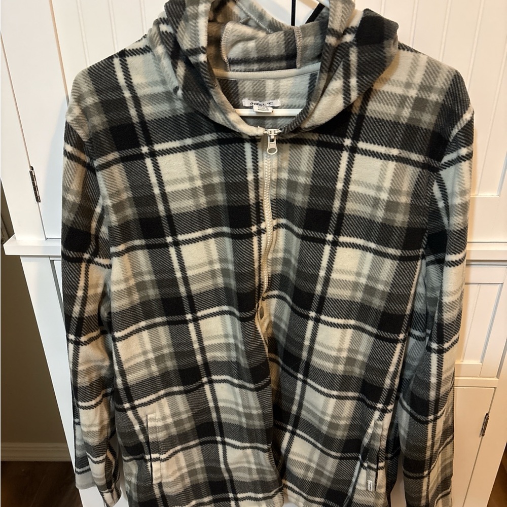 O'NeillGingham  Black and Gray Plaid Unisex Hoodie